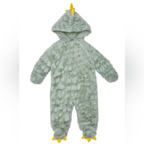Koala Baby Plush Dinosaur Bunting Hooded Footie Scale Zip Costume green yellow - Picture 1 of 5
